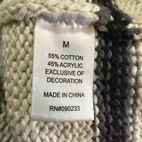 Pacsun Men's Beige Gray Black Stripe Sweater Medium Cotton Polyester - Picture 5 of 5